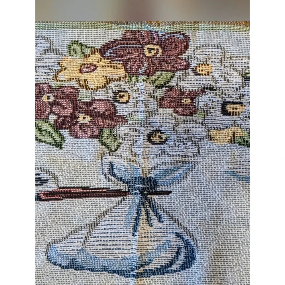 Vintage Baby Blessing Woven Tapestry Throw Blanket 38x52 Fringe Stork Nursery